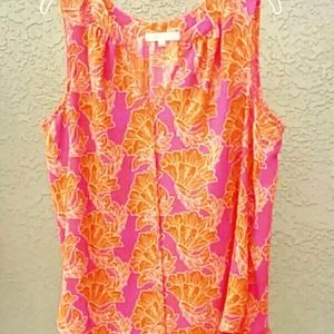 Rose + Olive sleeveless blouse Sz 1X